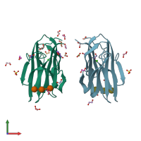 PDB entry 2xon coloured by chain, front view.