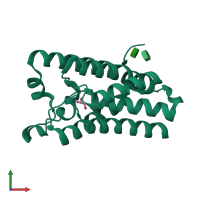 PDB entry 2xov coloured by chain, front view.