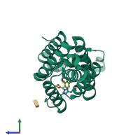 PDB entry 2xow coloured by chain, side view.
