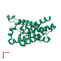 PDB entry 2xow coloured by chain, top view.