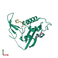 PDB entry 2xp4 coloured by chain, front view.