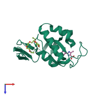 PDB entry 2xp5 coloured by chain, top view.