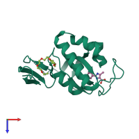 PDB entry 2xp6 coloured by chain, top view.