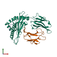 PDB entry 2xpg coloured by chain, front view.