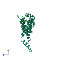 PDB entry 2xpv coloured by chain, side view.