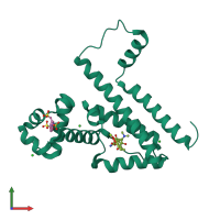 PDB entry 2xpw coloured by chain, front view.