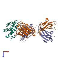 PDB entry 2xqb coloured by chain, top view.