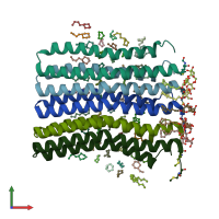 PDB entry 2xqu coloured by chain, front view.