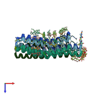 PDB entry 2xqu coloured by chain, top view.
