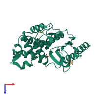 PDB entry 2xr0 coloured by chain, top view.