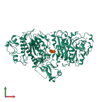 PDB 2xr9 coloured by chain and viewed from the front.