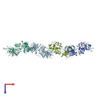 PDB entry 2xrc coloured by chain, top view.
