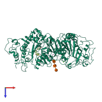 PDB entry 2xrg coloured by chain, top view.