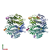 PDB entry 2xrs coloured by chain, front view.