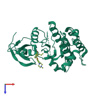 PDB entry 2xru coloured by chain, top view.