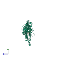 PDB entry 2xs1 coloured by chain, side view.