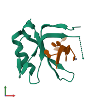 PDB entry 2xs2 coloured by chain, front view.