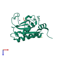 PDB entry 2xs4 coloured by chain, top view.