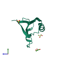 PDB entry 2xsf coloured by chain, side view.