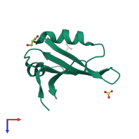 PDB entry 2xsf coloured by chain, top view.