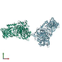 PDB entry 2xsg coloured by chain, front view.