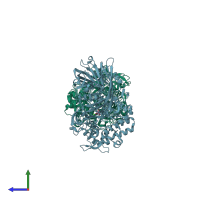 PDB entry 2xsg coloured by chain, side view.