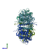 PDB entry 2xsn coloured by chain, side view.