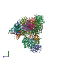 PDB entry 2xso coloured by chain, side view.