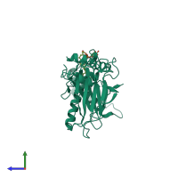 PDB entry 2xsr coloured by chain, side view.