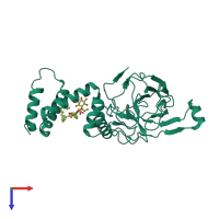 PDB entry 2xsr coloured by chain, top view.