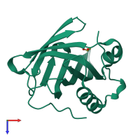 PDB entry 2xst coloured by chain, top view.