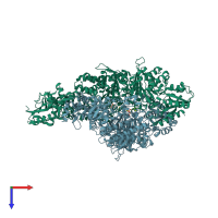 PDB entry 2xt6 coloured by chain, top view.
