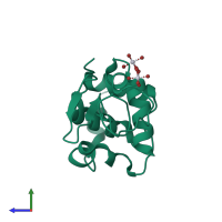 PDB entry 2xth coloured by chain, side view.