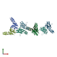 PDB entry 2xtq coloured by chain, front view.