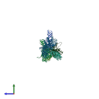 PDB entry 2xtq coloured by chain, side view.