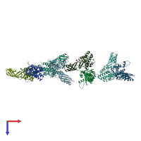 PDB entry 2xtq coloured by chain, top view.
