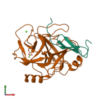 PDB entry 2xtt coloured by chain, front view.