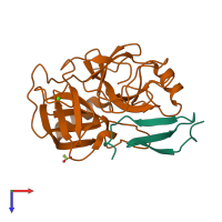 PDB entry 2xtt coloured by chain, top view.