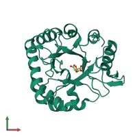 PDB entry 2xu2 coloured by chain, front view.