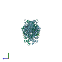 PDB entry 2xuh coloured by chain, side view.