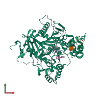 Monomeric assembly 1 of PDB entry 2xui coloured by chemically distinct molecules, front view.