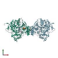 PDB entry 2xui coloured by chain, front view.