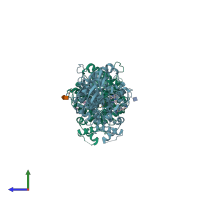 PDB entry 2xui coloured by chain, side view.