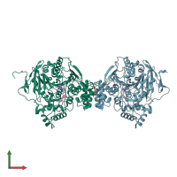 PDB entry 2xuq coloured by chain, front view.