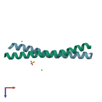 PDB entry 2xus coloured by chain, top view.