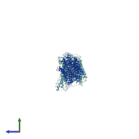 PDB entry 2xut coloured by chain, side view.