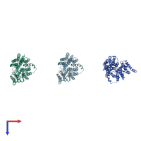 PDB entry 2xut coloured by chain, top view.