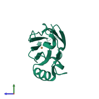 PDB entry 2xv0 coloured by chain, side view.