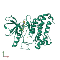 Monomeric assembly 1 of PDB entry 2xvd coloured by chemically distinct molecules, front view.