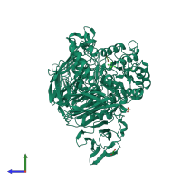 PDB entry 2xvg coloured by chain, side view.